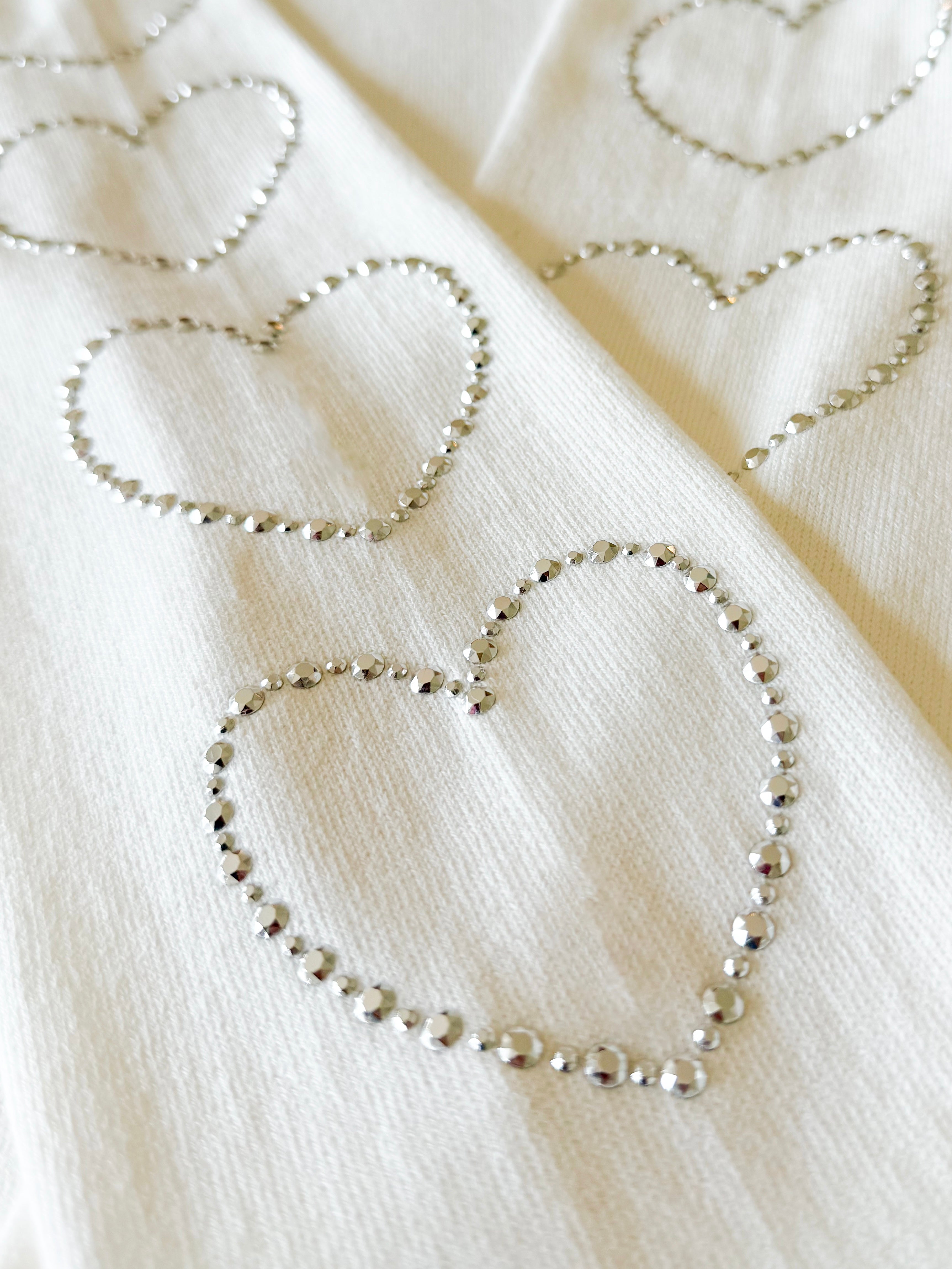 Cotton Heart Sleeve Sweater - White