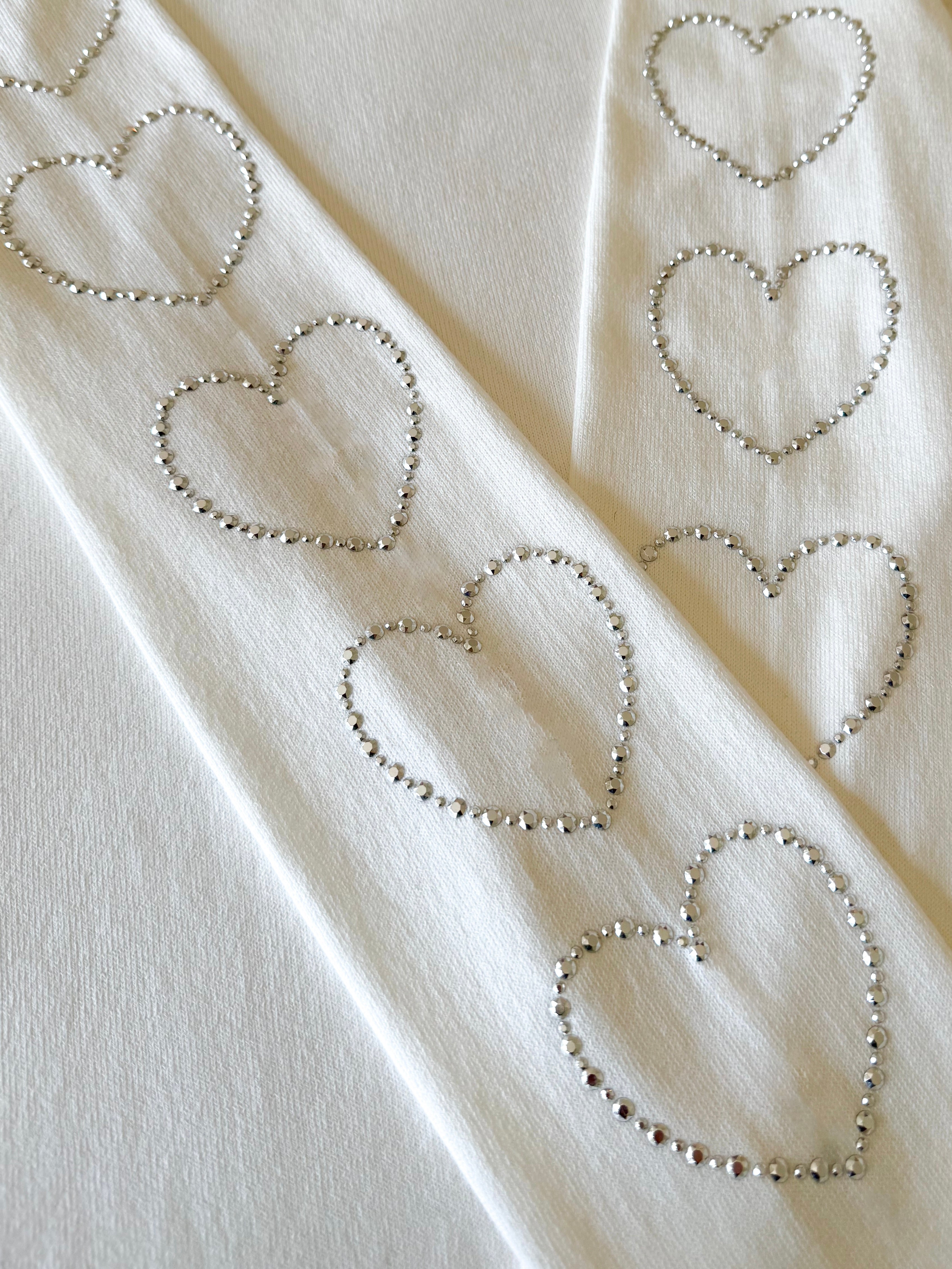 Cotton Heart Sleeve Sweater - White