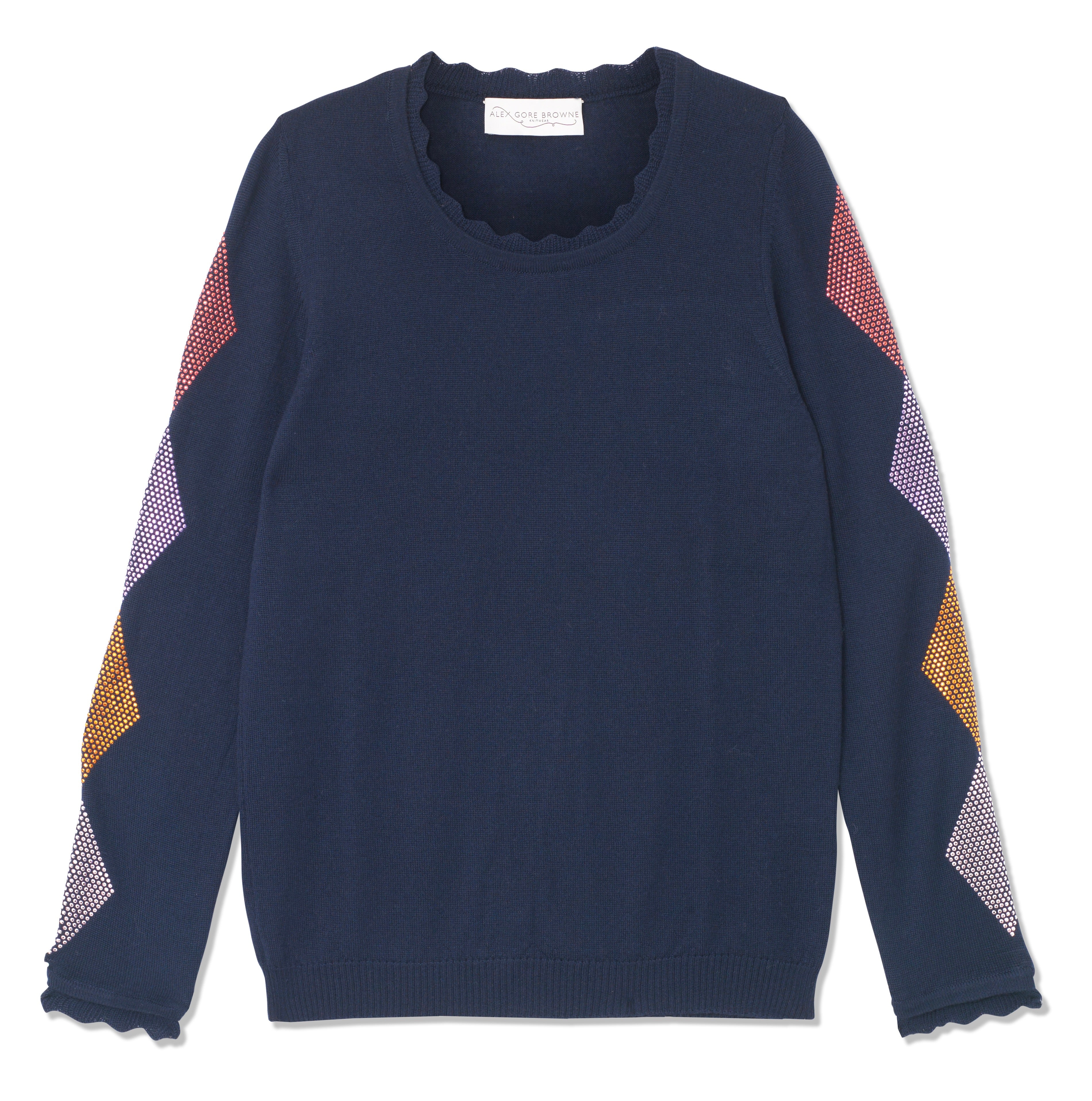 Diamond Sleeve Sweater - Navy