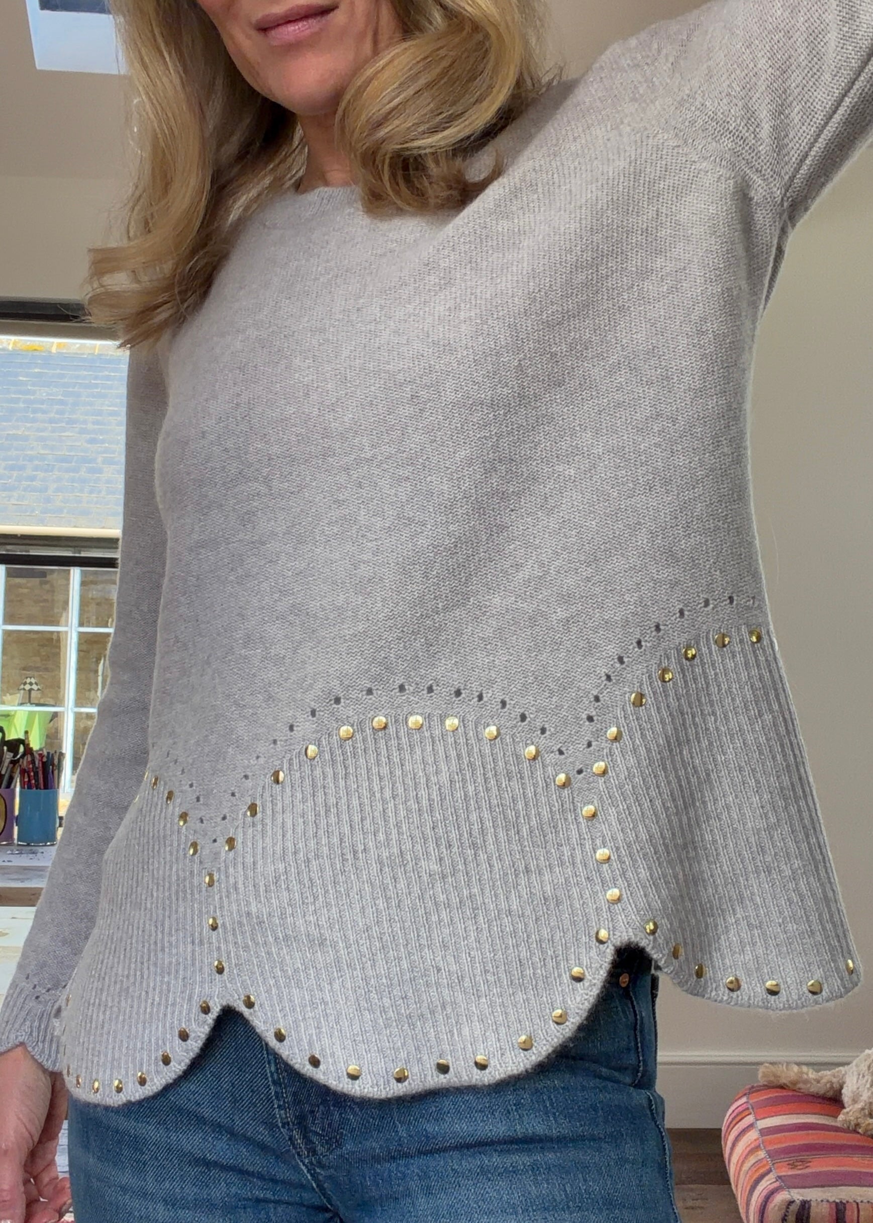 Circle Stud Sweater - Pebble