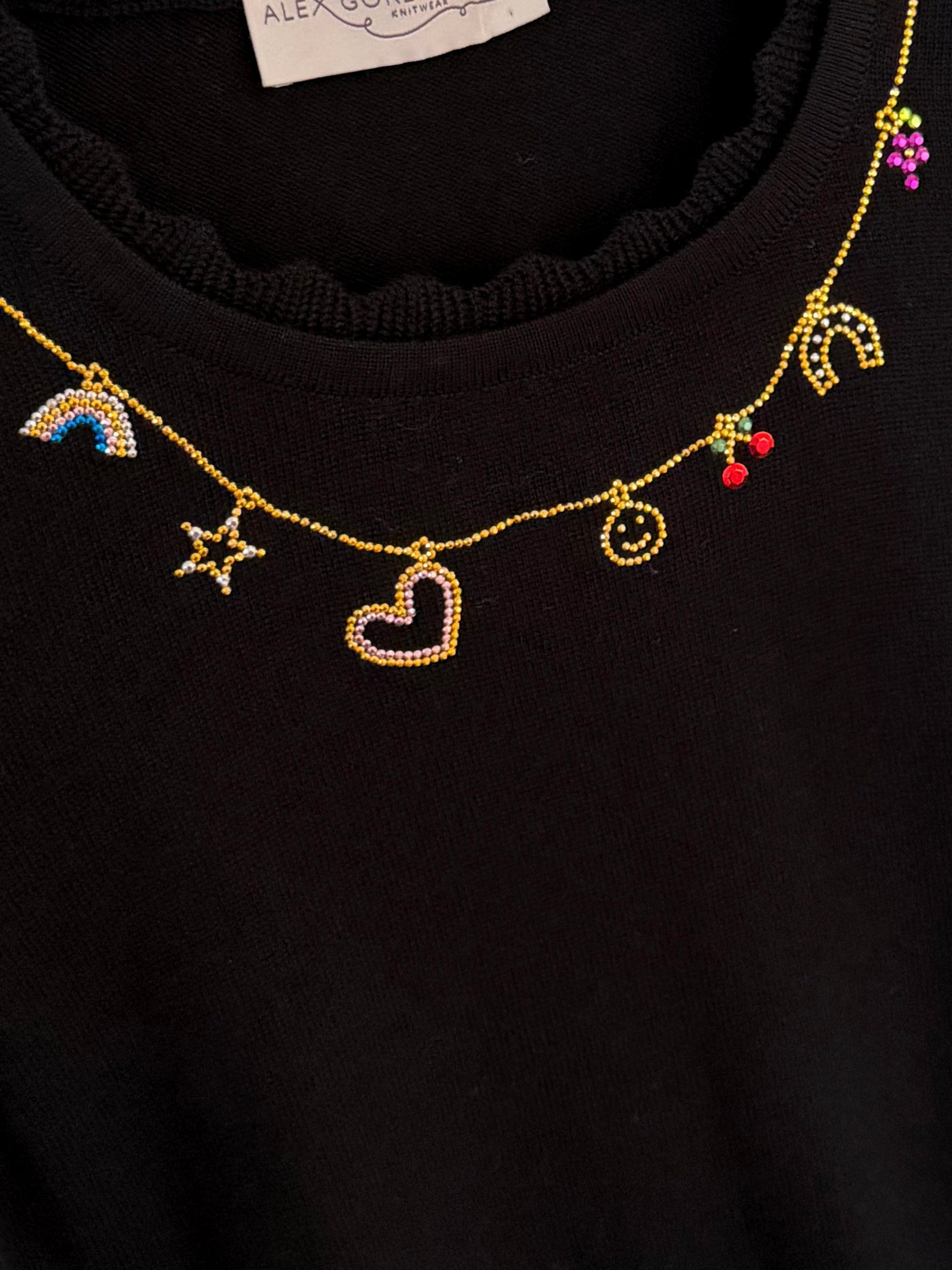 Charm Necklace Sweater - Black