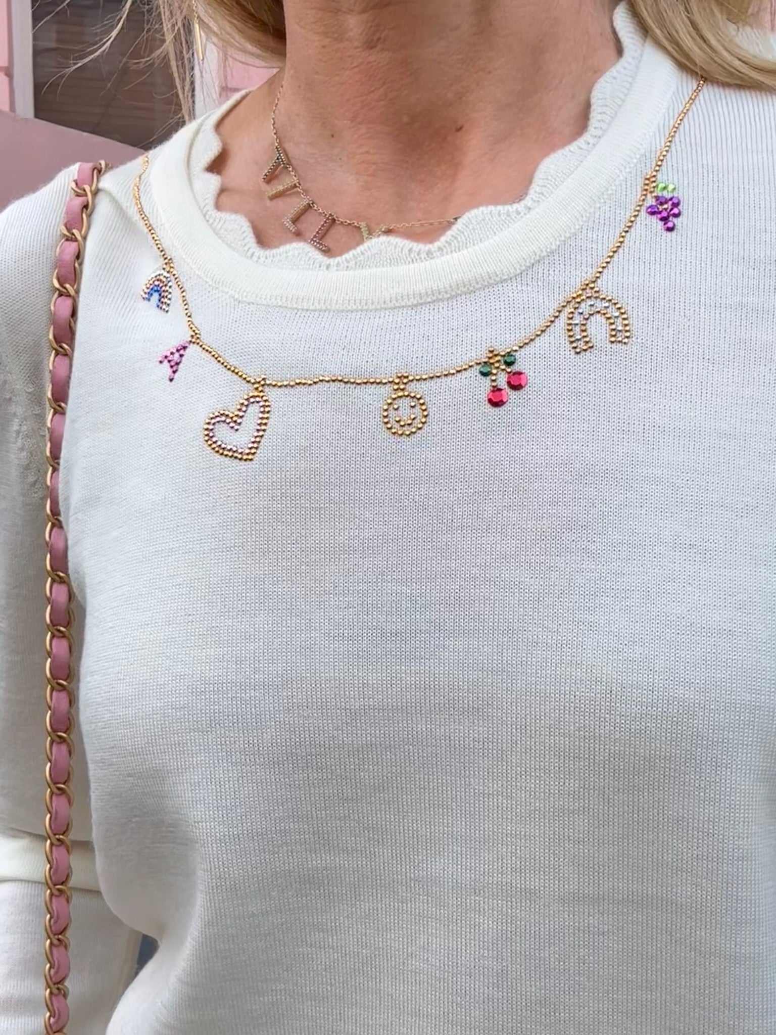 Charm Necklace Sweater - Buttermilk