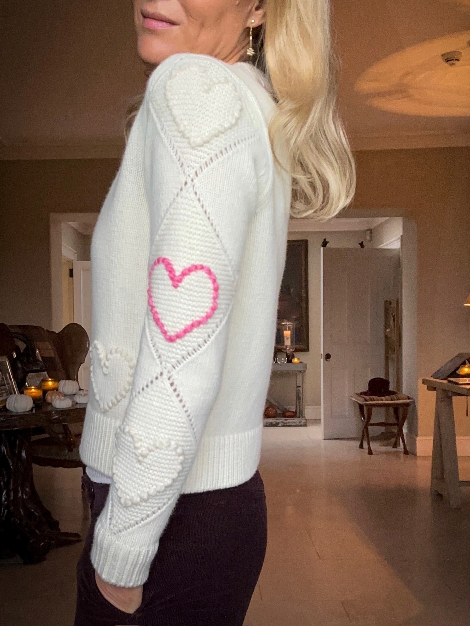 Bobble Stitch Heart Sweater