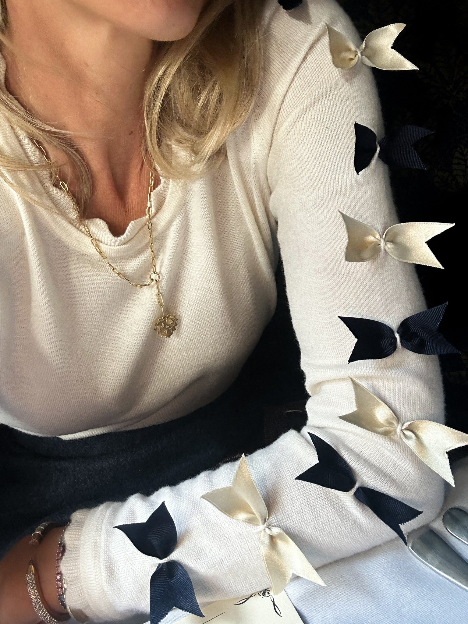 Fiesta Sweater - Buttermilk/Navy
