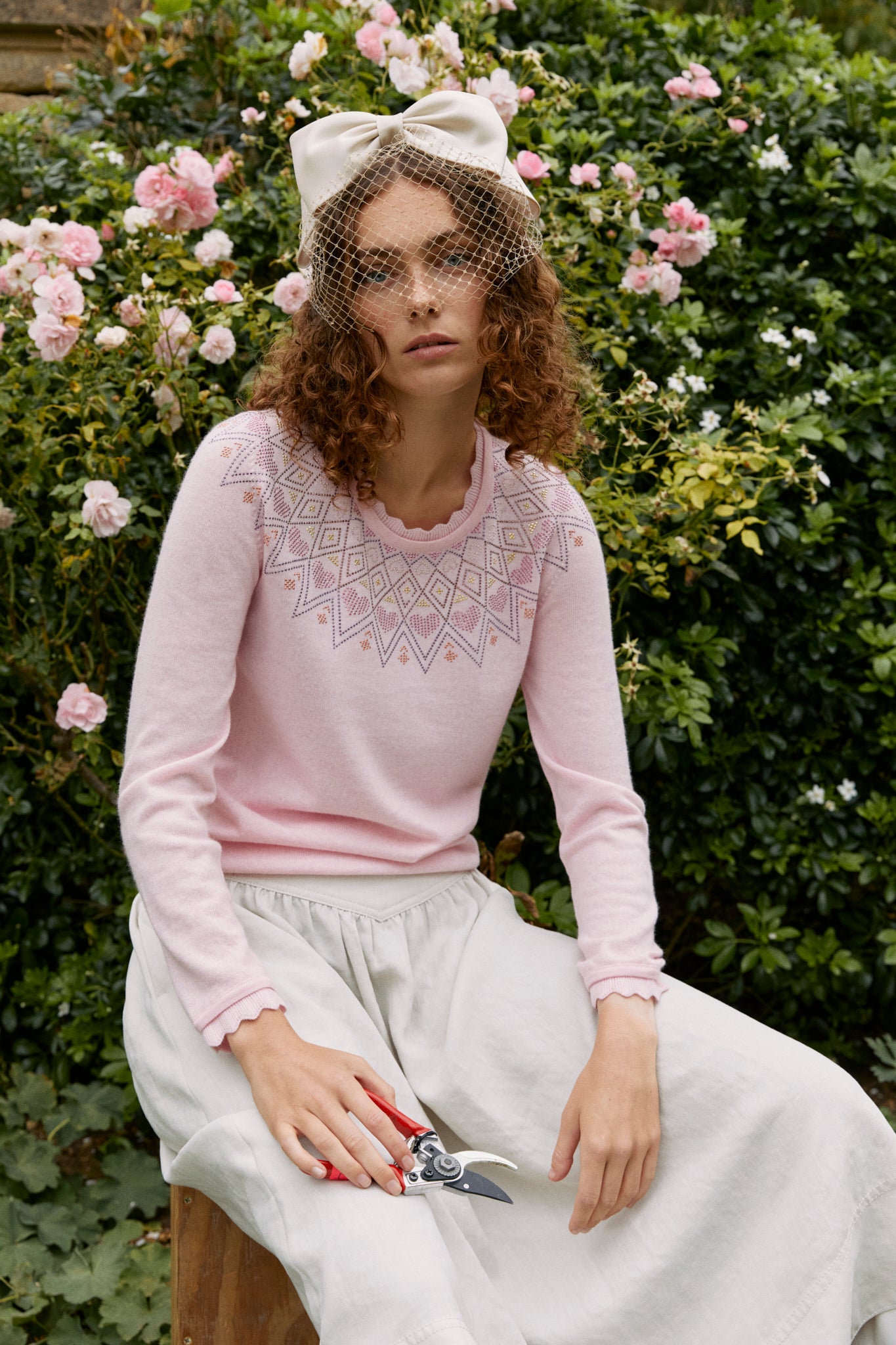 Fair Isle Heart Sweater - Pink