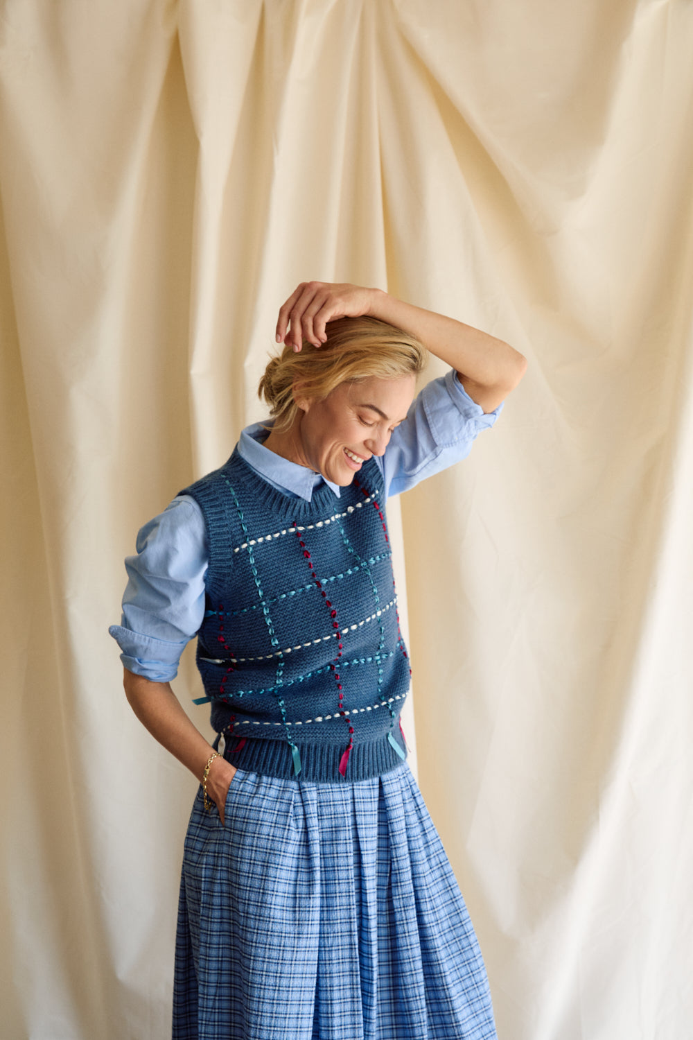 Ribbon Chunky Tank - Denim