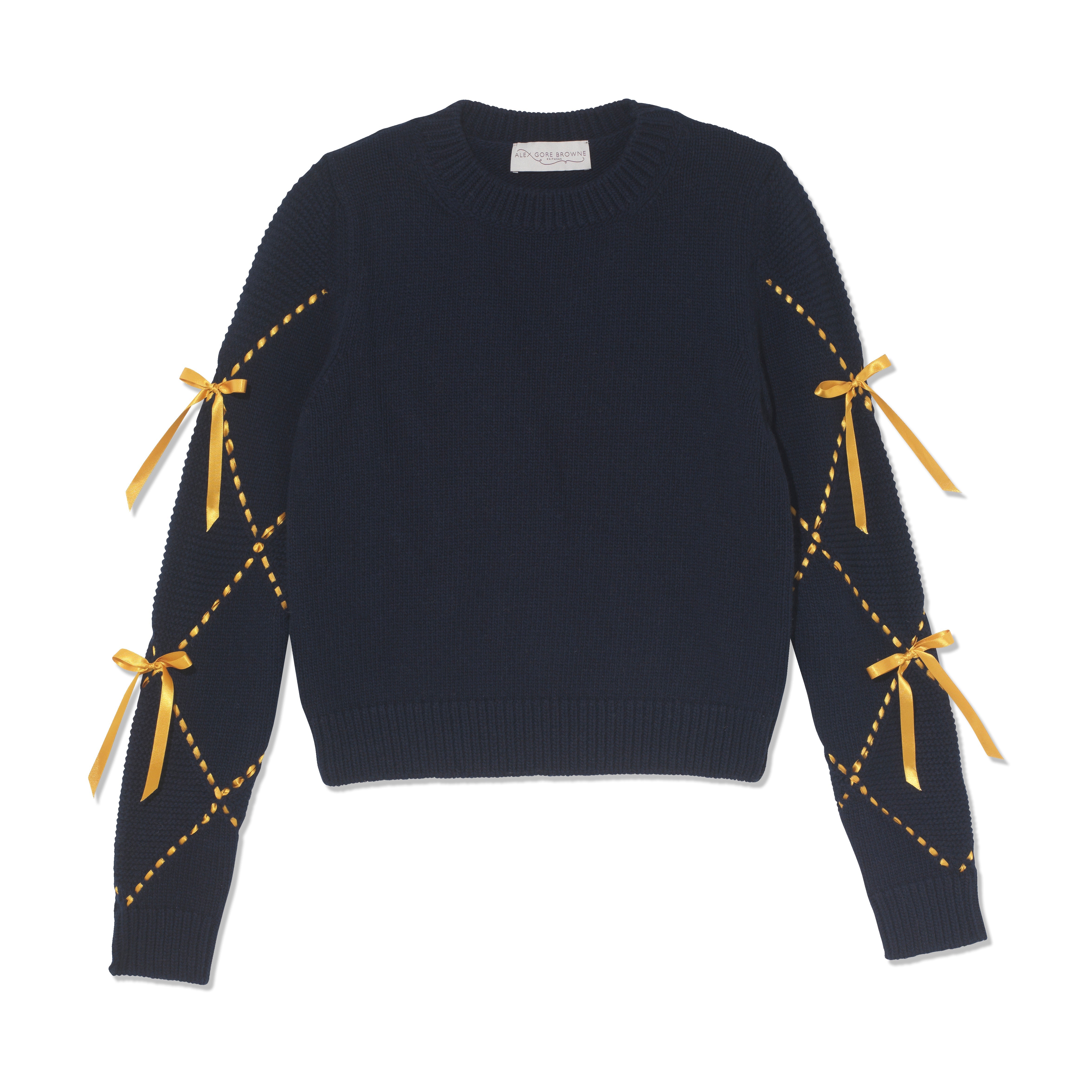 Harlequin Bow Sweater - Navy