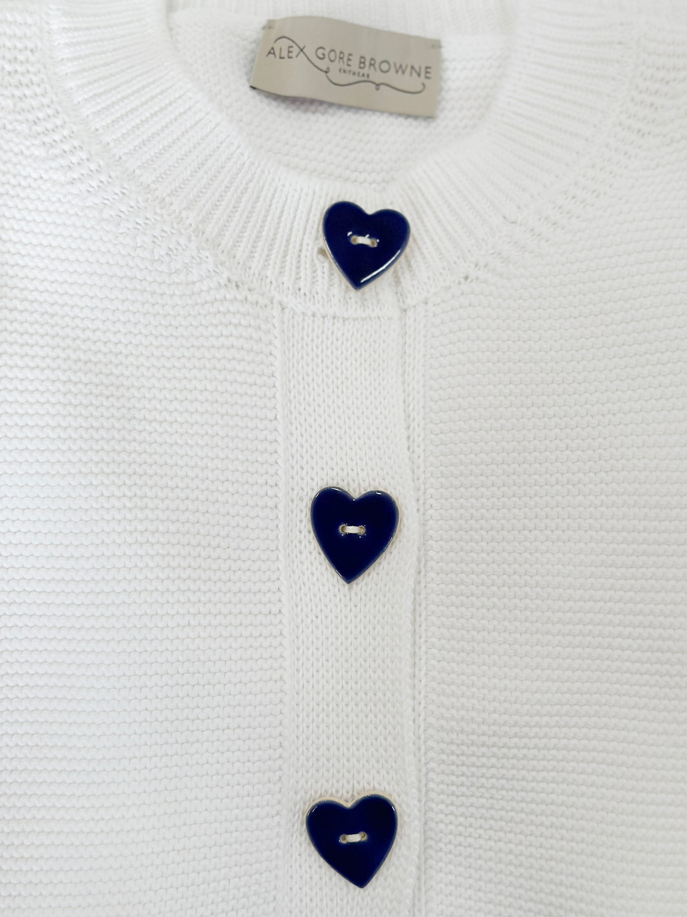 Cotton Teddy Heart Button Jacket - White
