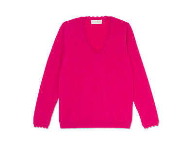 Basic V Neck Sweater - Raspberry