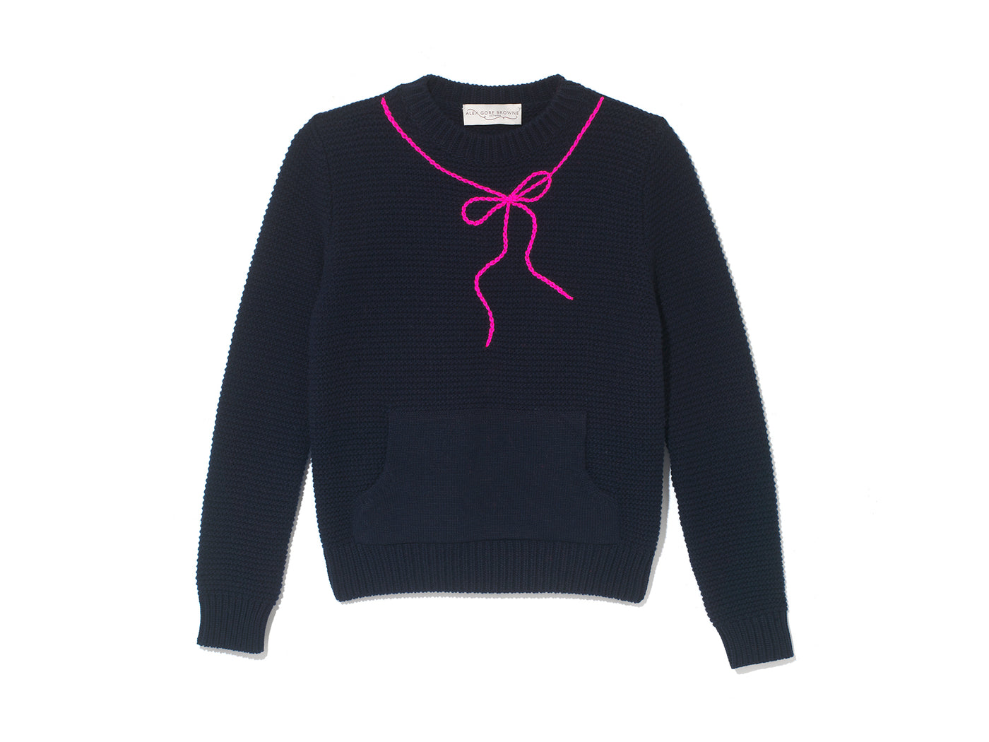 Saturday Sweater with Shoe Lace Bow - Navy