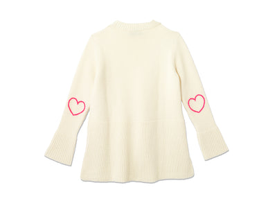 Teddy Sweater with Heart Elbow Patch - Cream