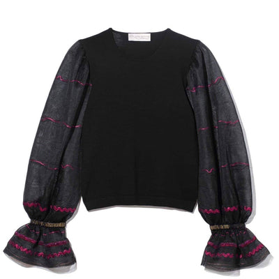 Black Carousel Sweater - Multi Ribbon stripe