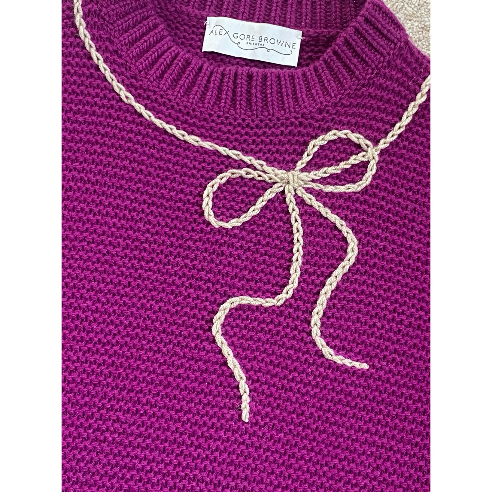 Saturday Sweater with Shoe Lace Bow - Cerise