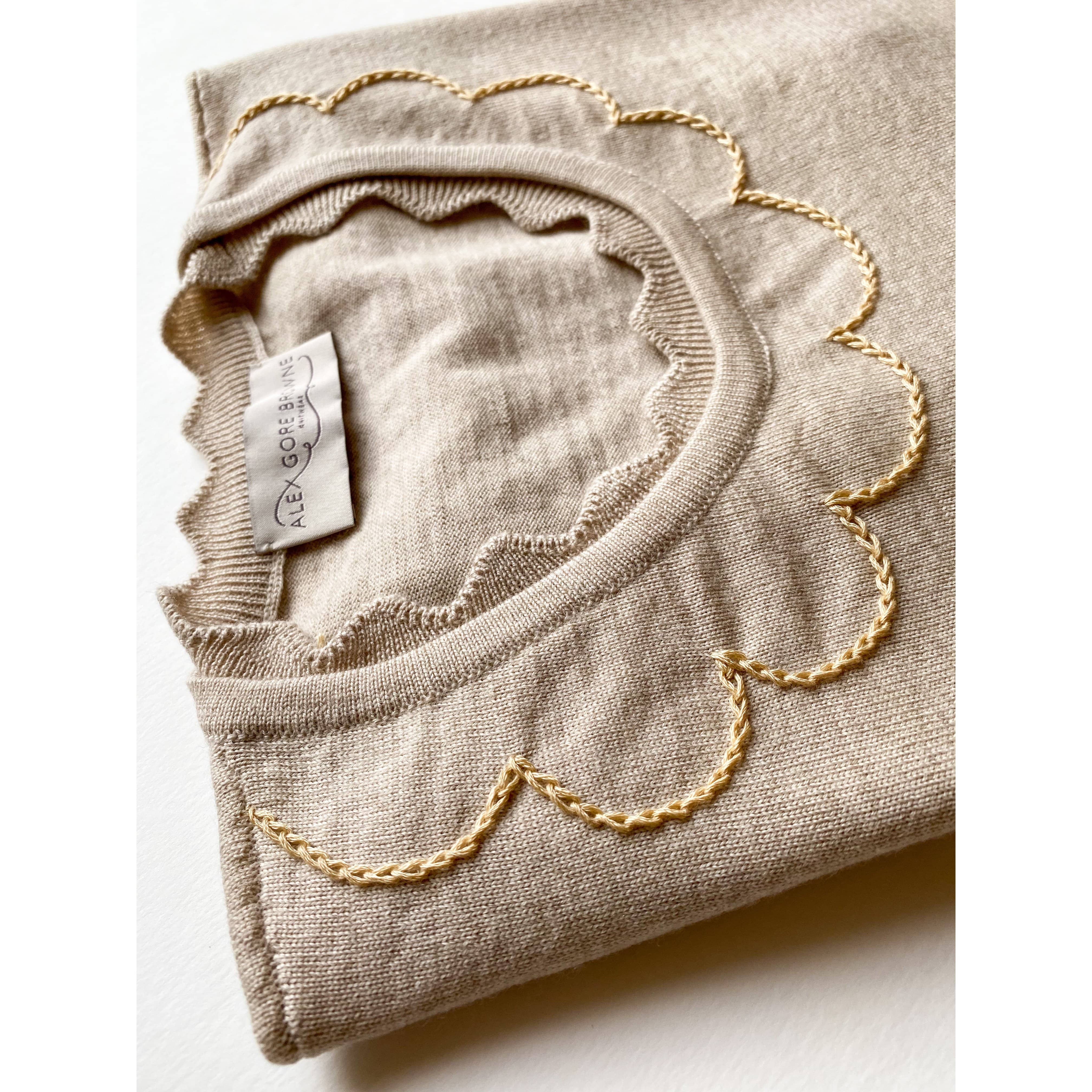 Beige Scallop Collar Sweater