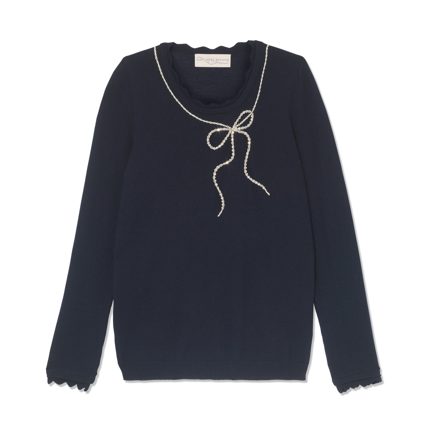 Crystal Bow Sweater - Navy
