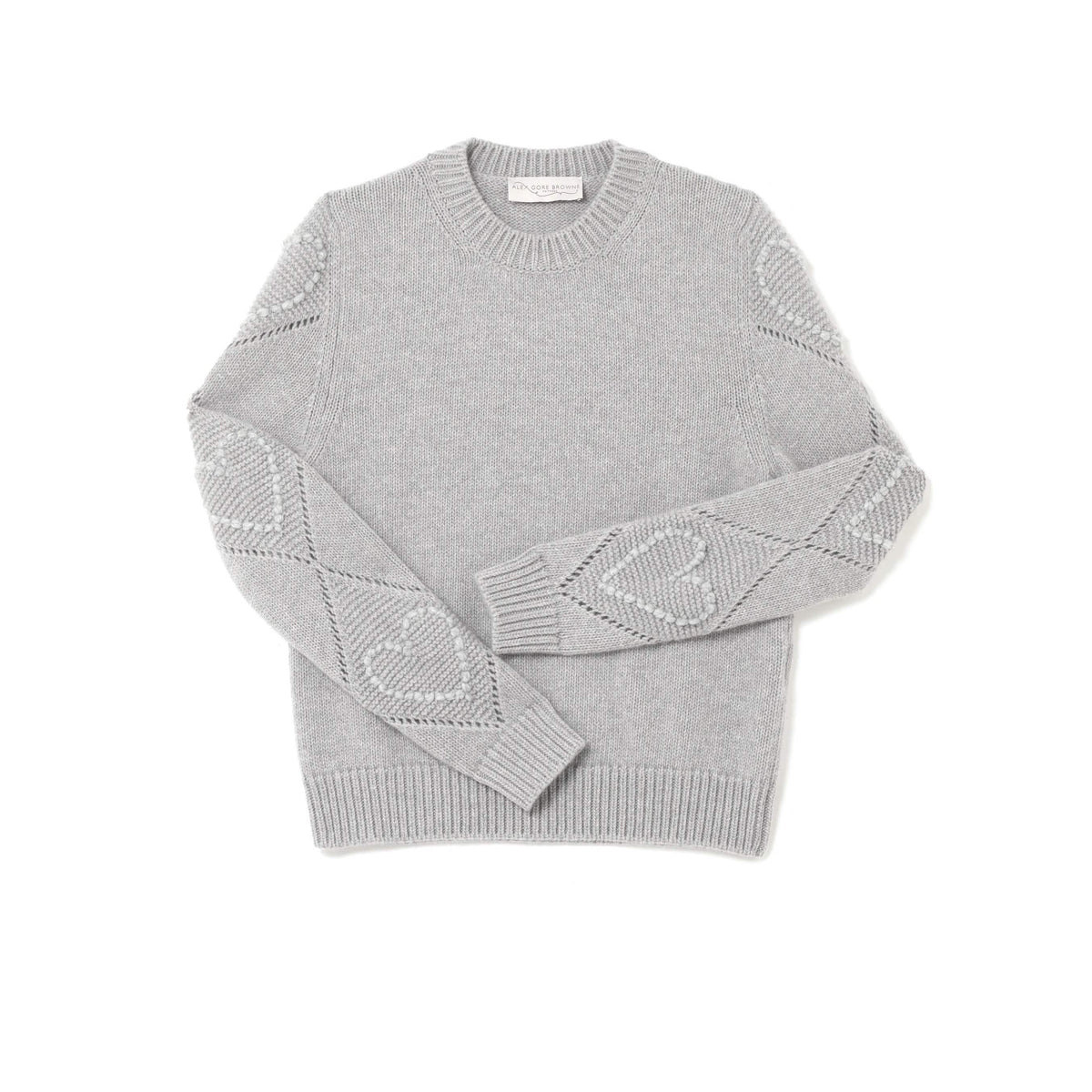Bobble Stitch Heart Sweater - Grey