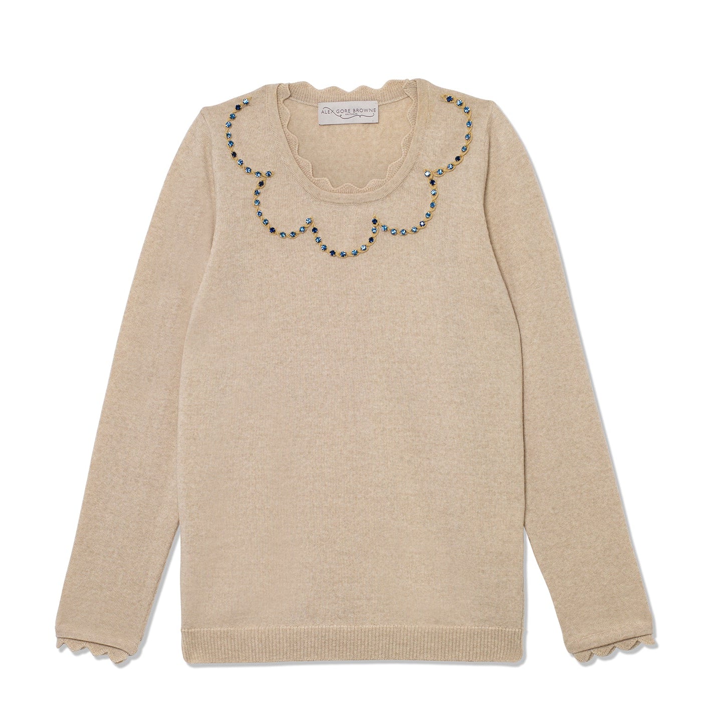 Crystal Scallop Sweater - Biscuit Beige