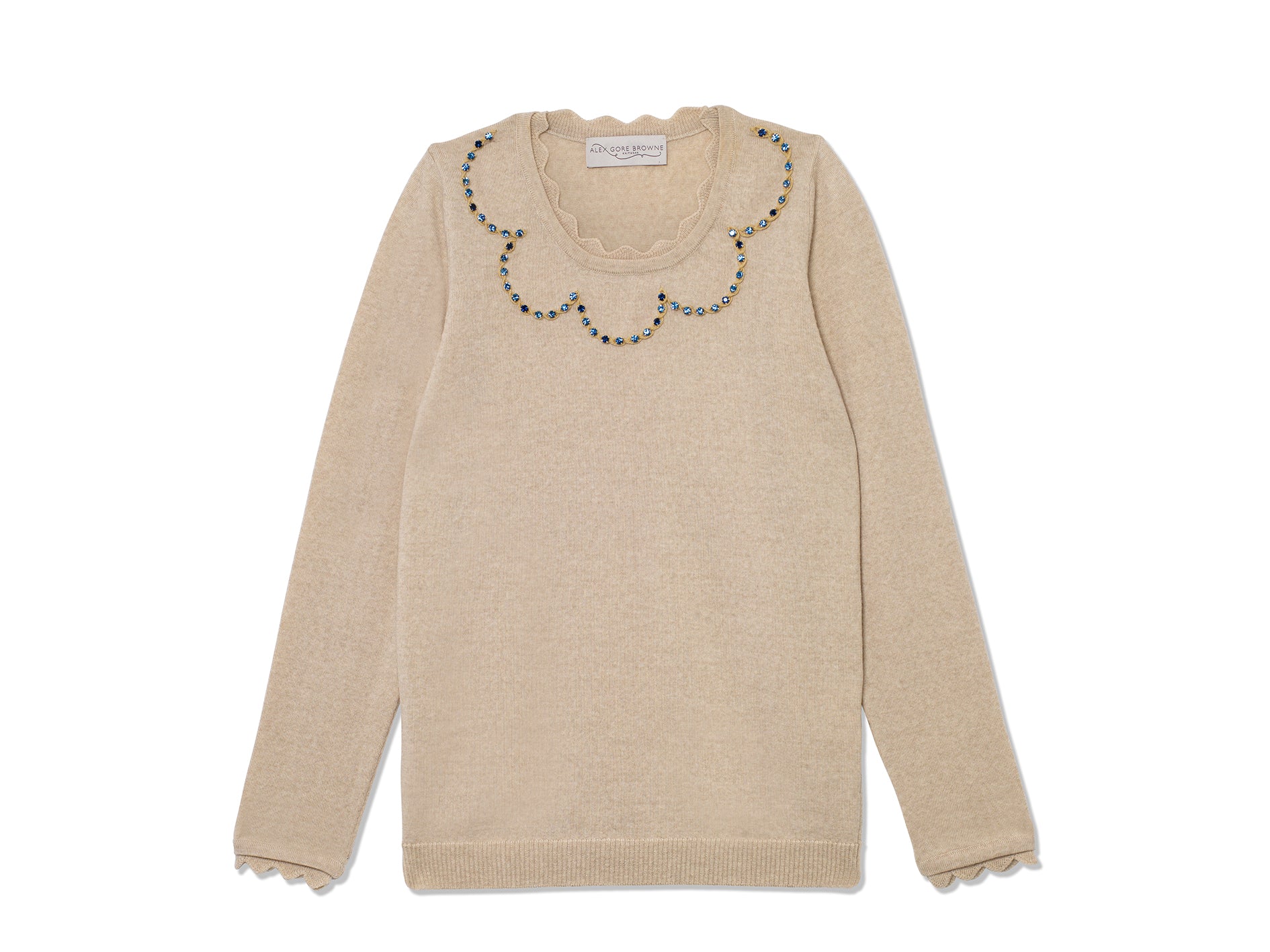 Crystal Scallop Sweater - Biscuit Beige