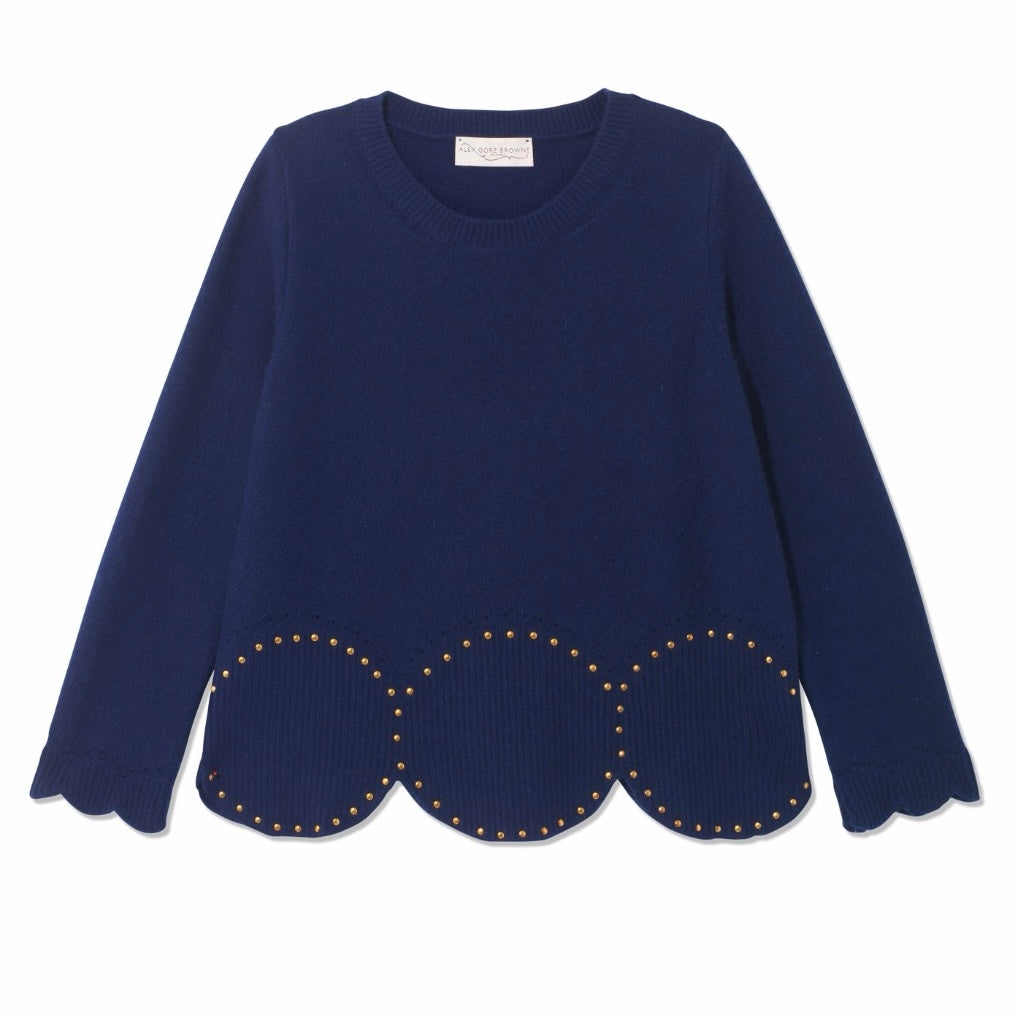 Circle Stud Sweater - Navy