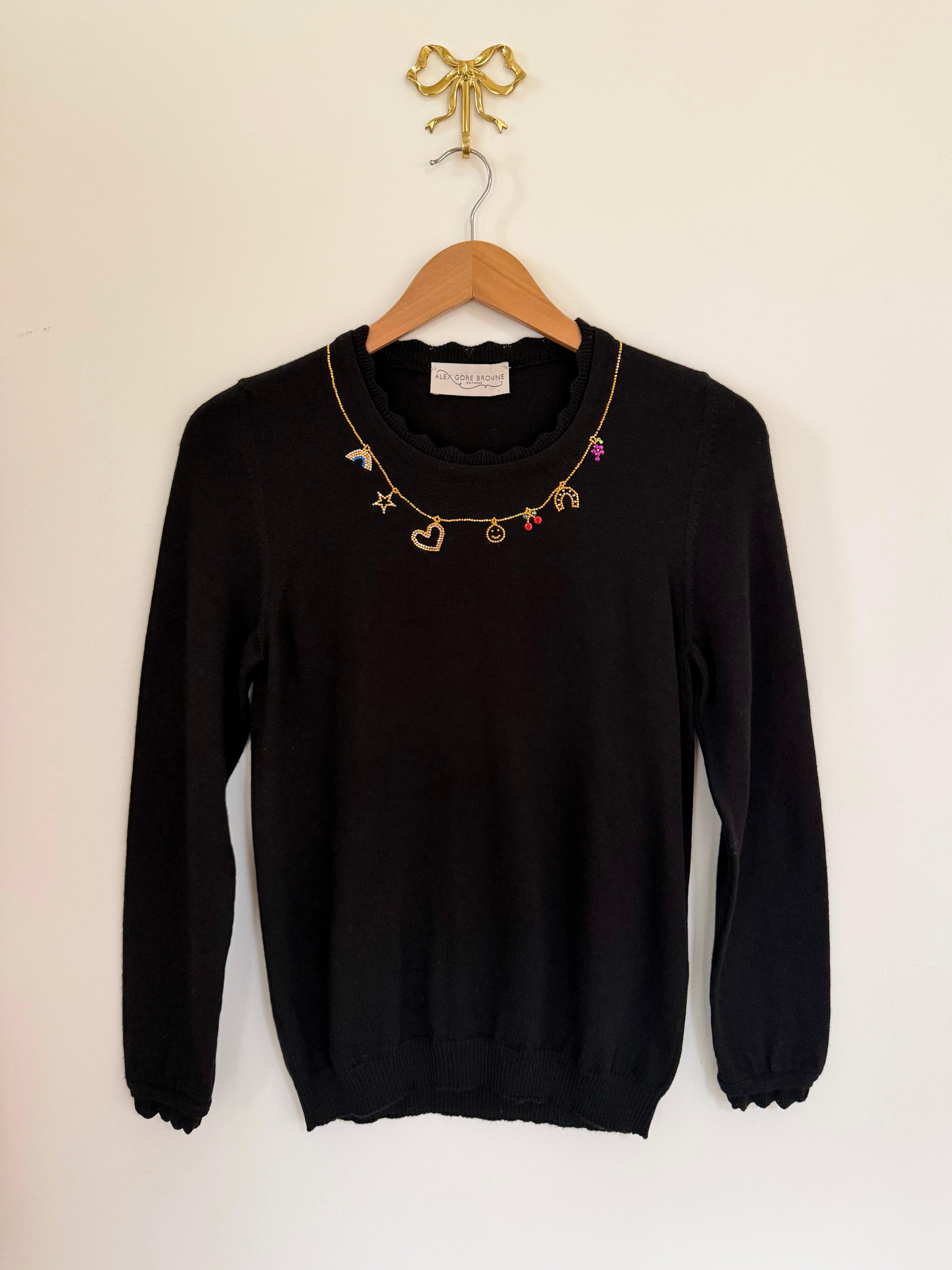 Charm Necklace Sweater - Black