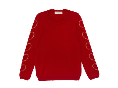 Heart Sleeve Sweater - Cherry Red