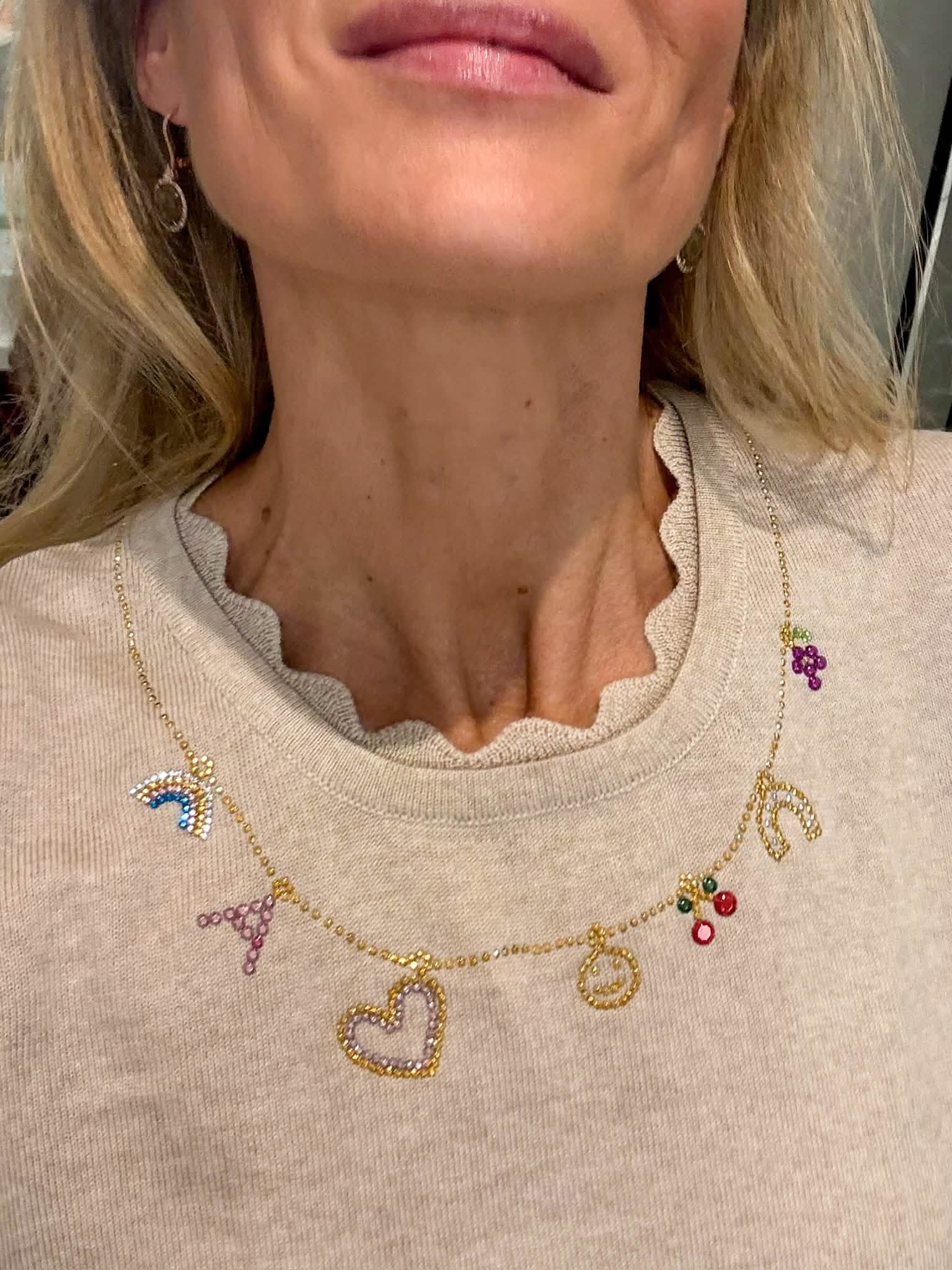 Charm Necklace Sweater - Biscuit Beige