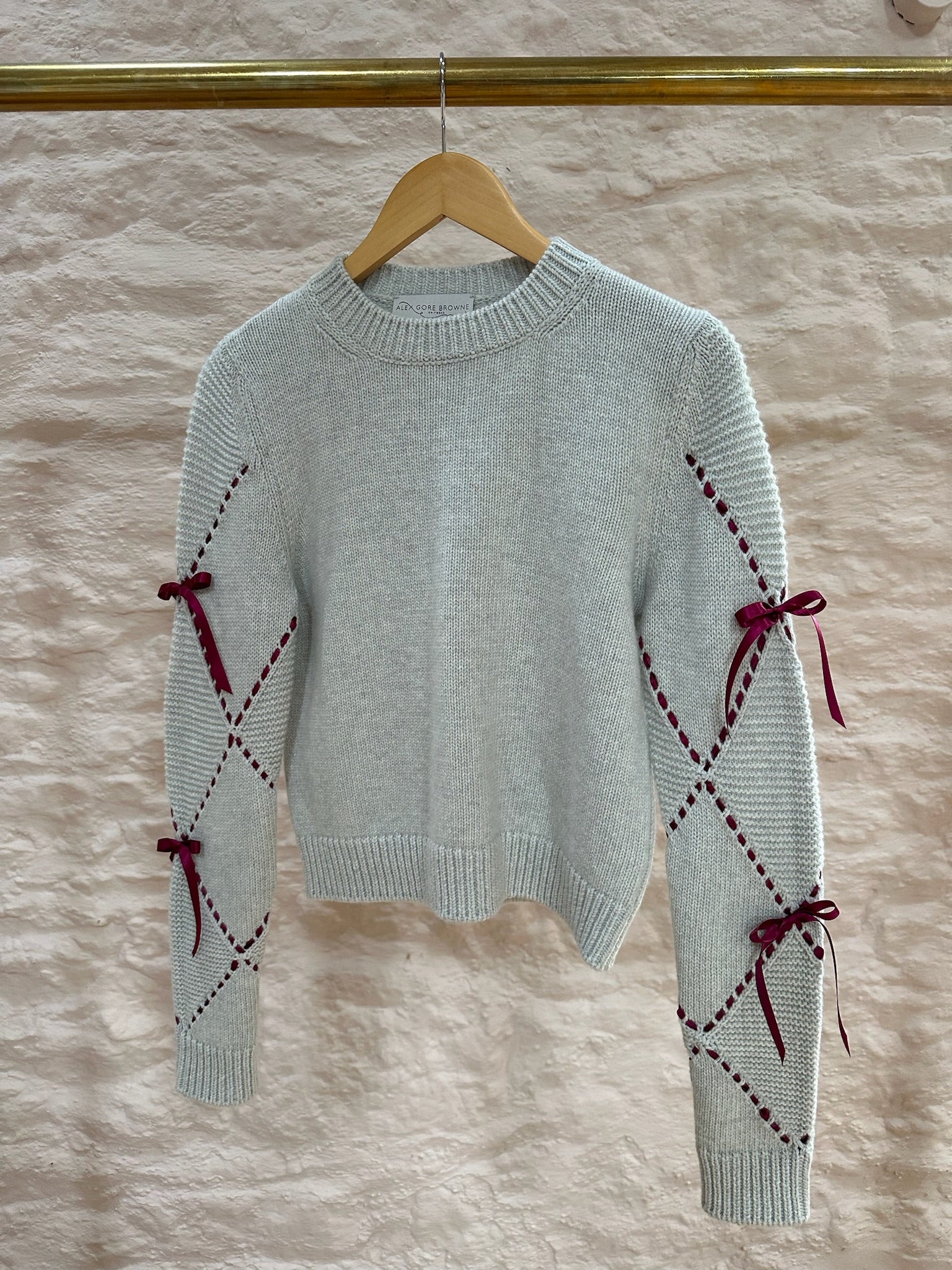 Harlequin Bow Sweater - Silver Grey