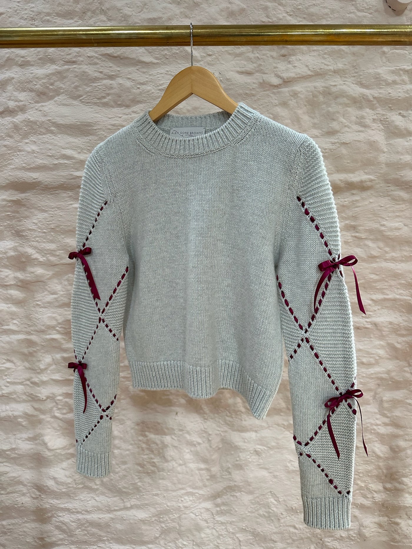 Harlequin Ribbon Bow Sweater - Silver Grey