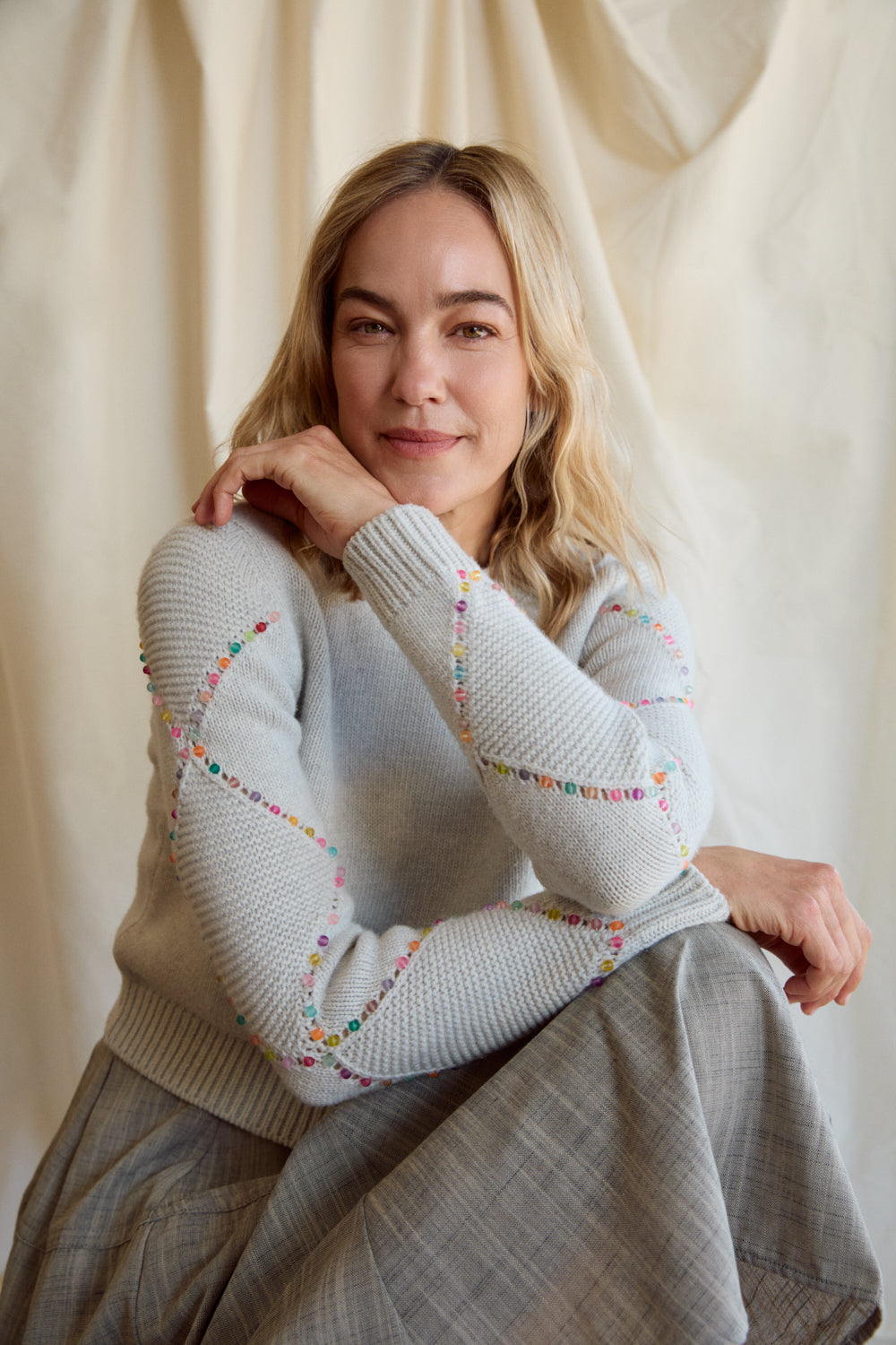 Harlequin Multi Beaded Sweater - Silver Grey
