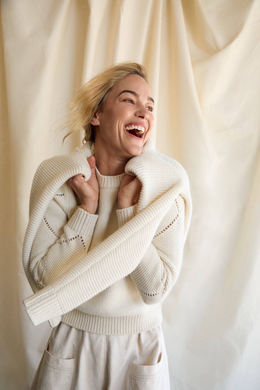 Purl Stitch Sweater - Cream