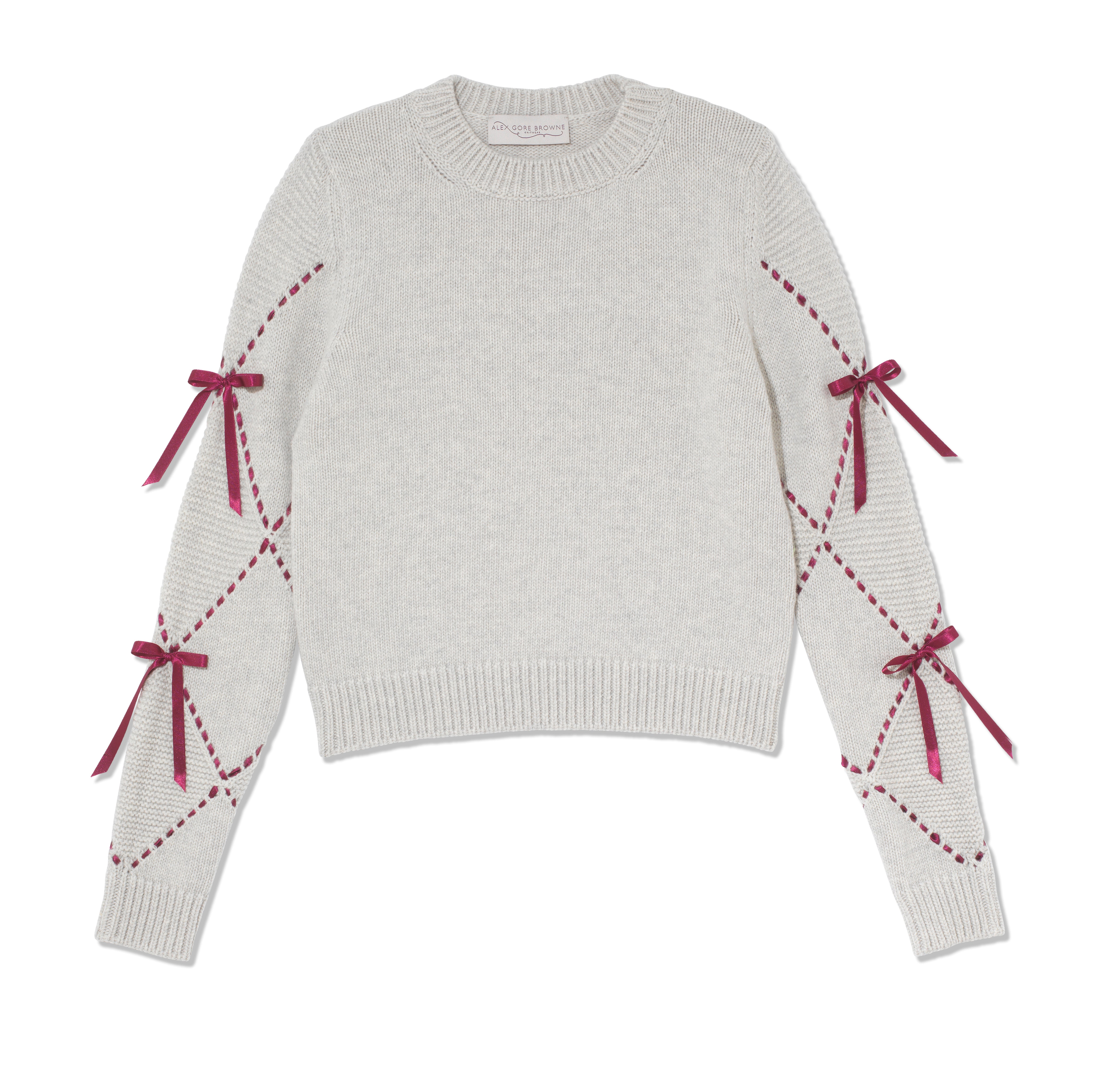 Harlequin Bow Sweater - Silver Grey