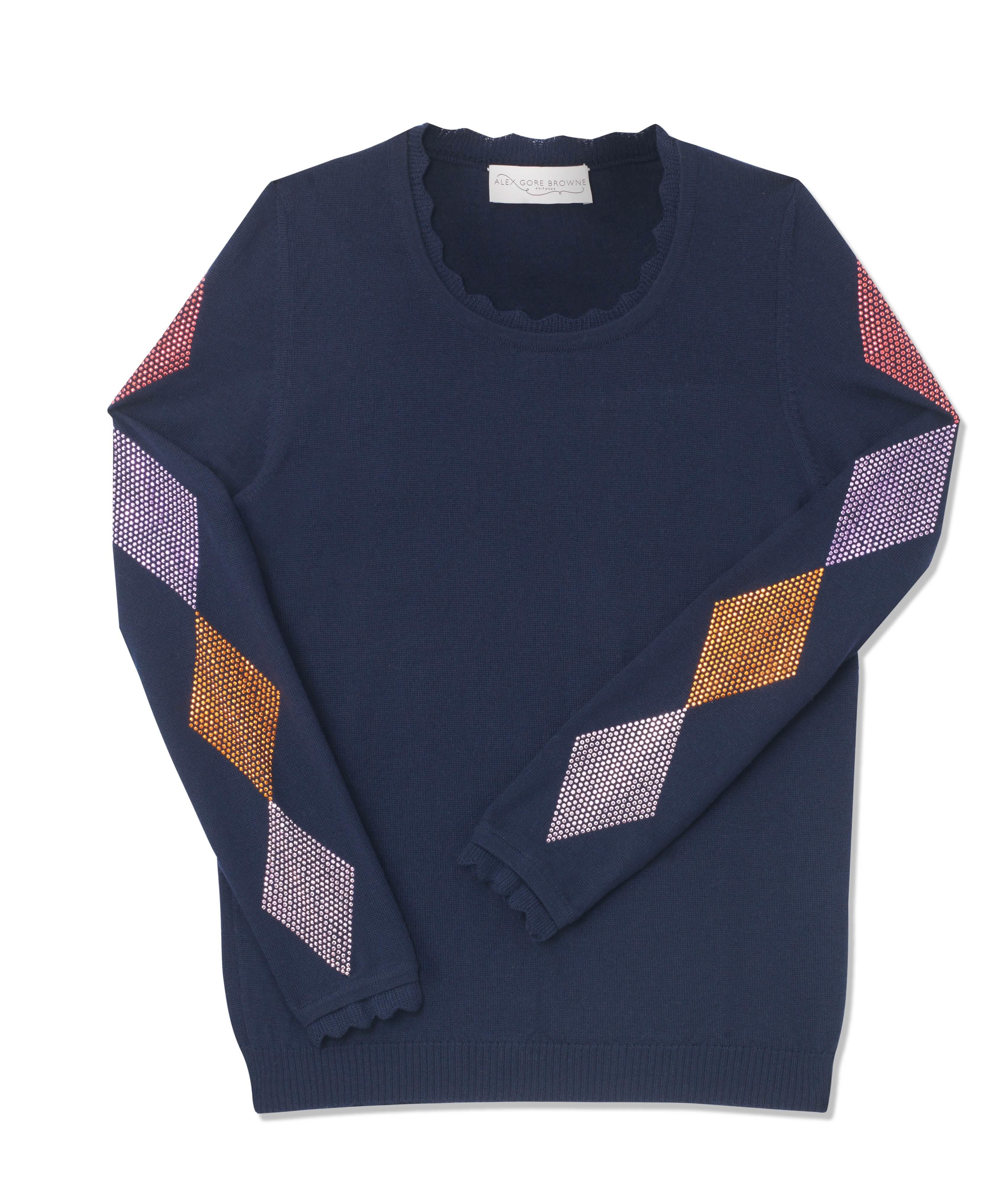Diamond Sleeve Sweater - Navy