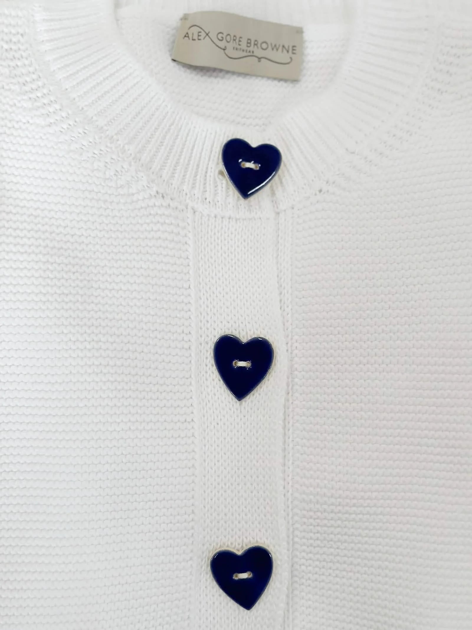 Cotton Teddy Heart Button Jacket - White
