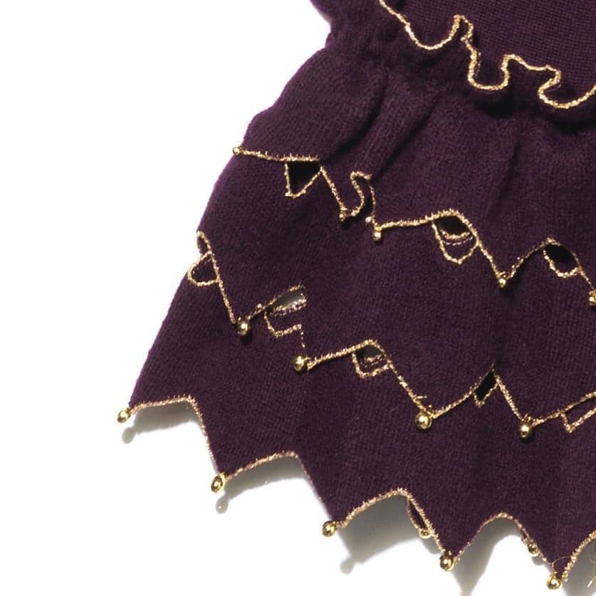 Sleeve detail mulberry Zig Zag sweater, gold beads