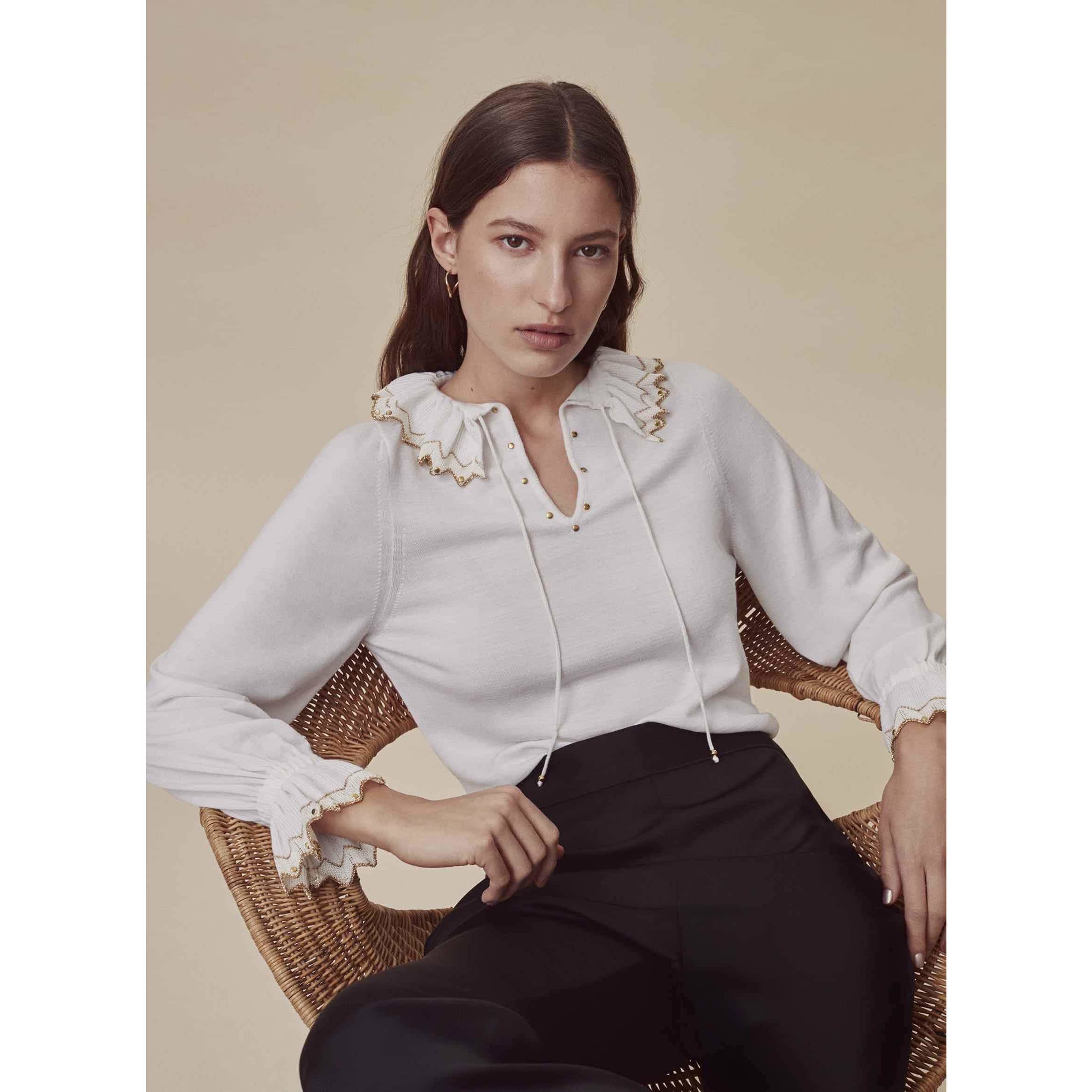 Model wearing Wisp Starry Night Sweater