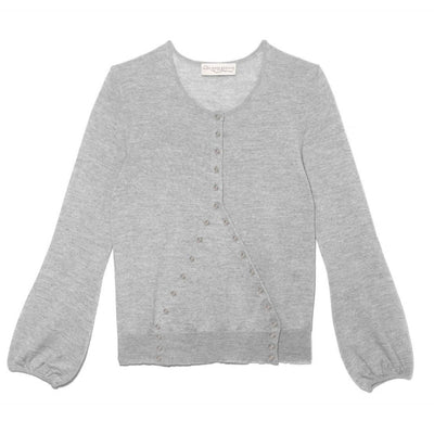 Cloudy Grey Criss Cross Button Sweater