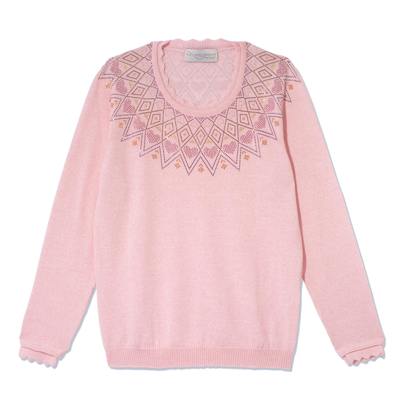 Fair Isle Heart Sweater - Pink