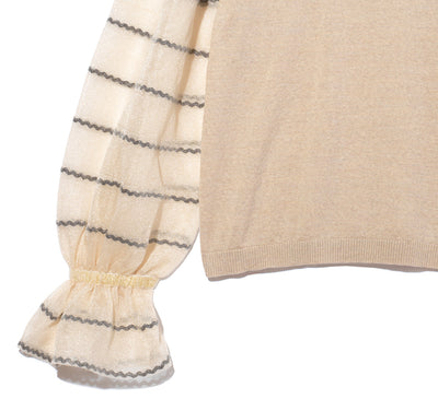 Carousel Sweater - Ric Rac Ribbon stripe - Beige