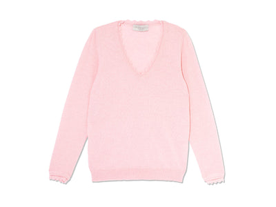 Basic V Neck Sweater - Pink