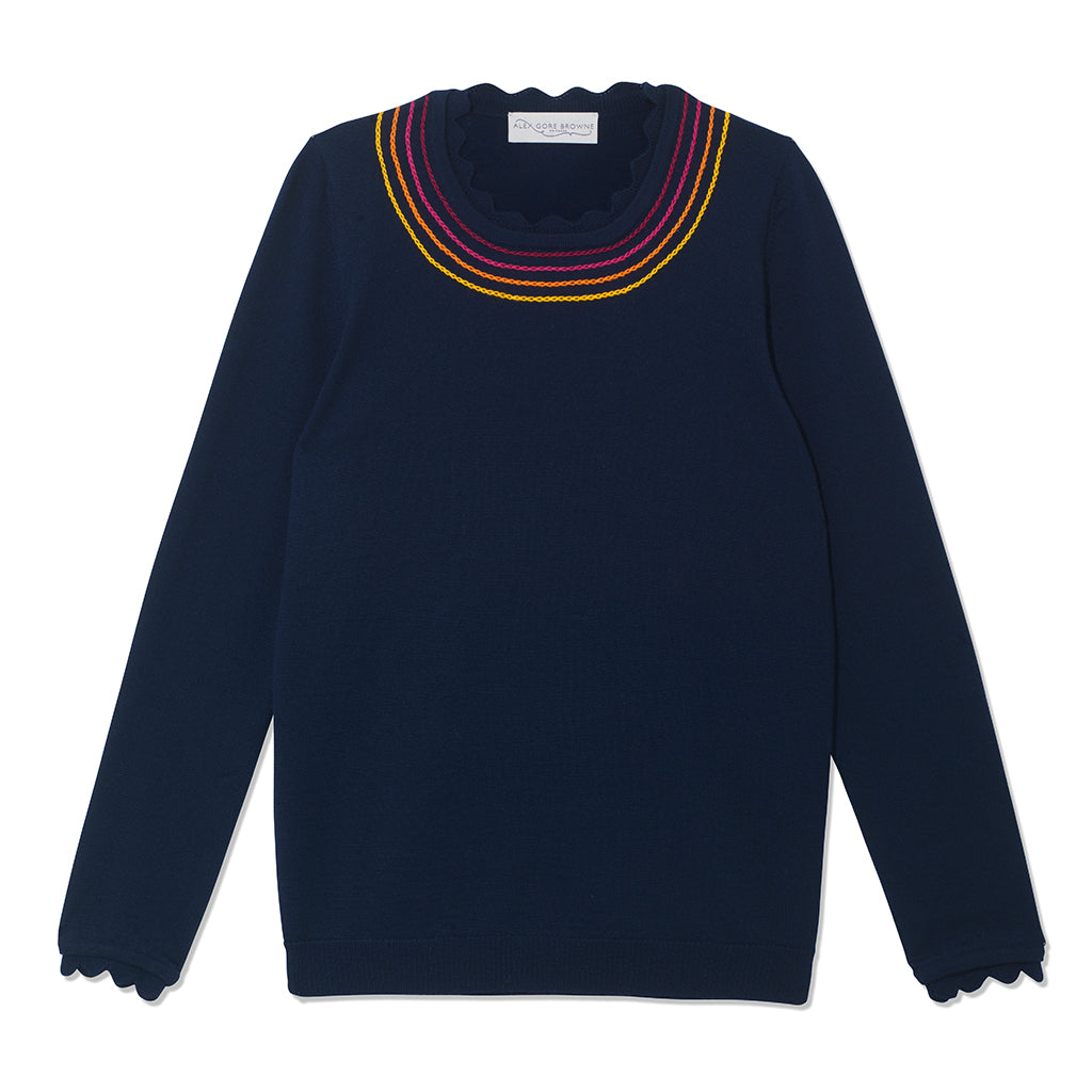 Chain Stitch Sweater - Navy