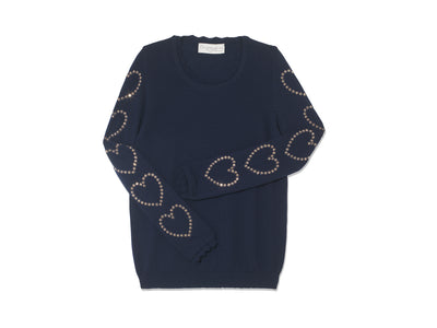 Heart Sleeve Sweater - Navy