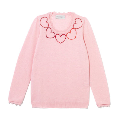 Heart Sweater - Pink/Red Stitch