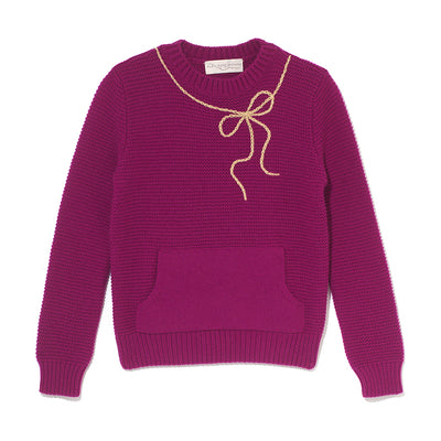 Saturday Sweater with Shoe Lace Bow - Cerise
