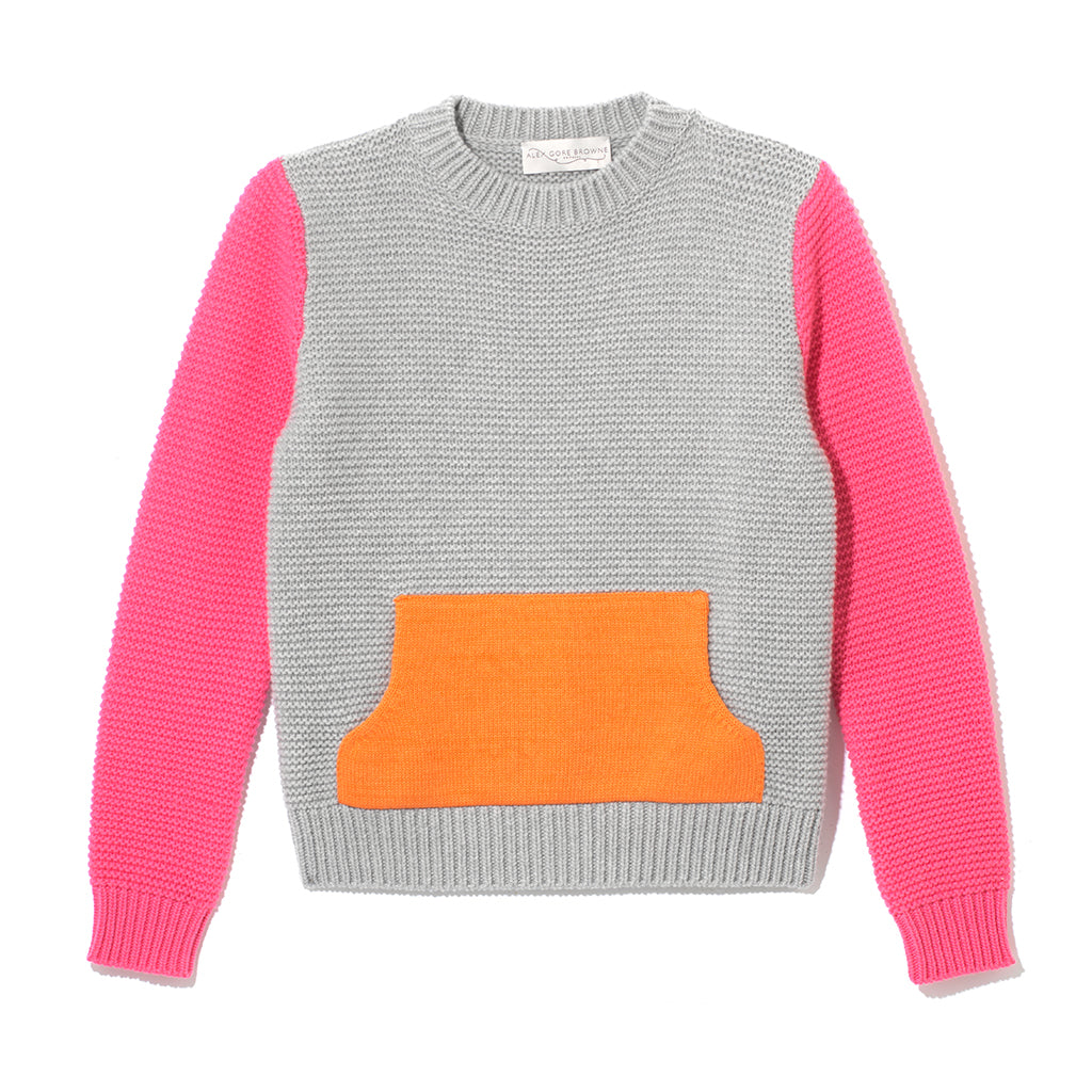 Saturday Sweater - Grey/Pink/Orange