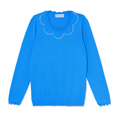 Cotton Rainbow Sprinkles Sweater - Cornflower Blue