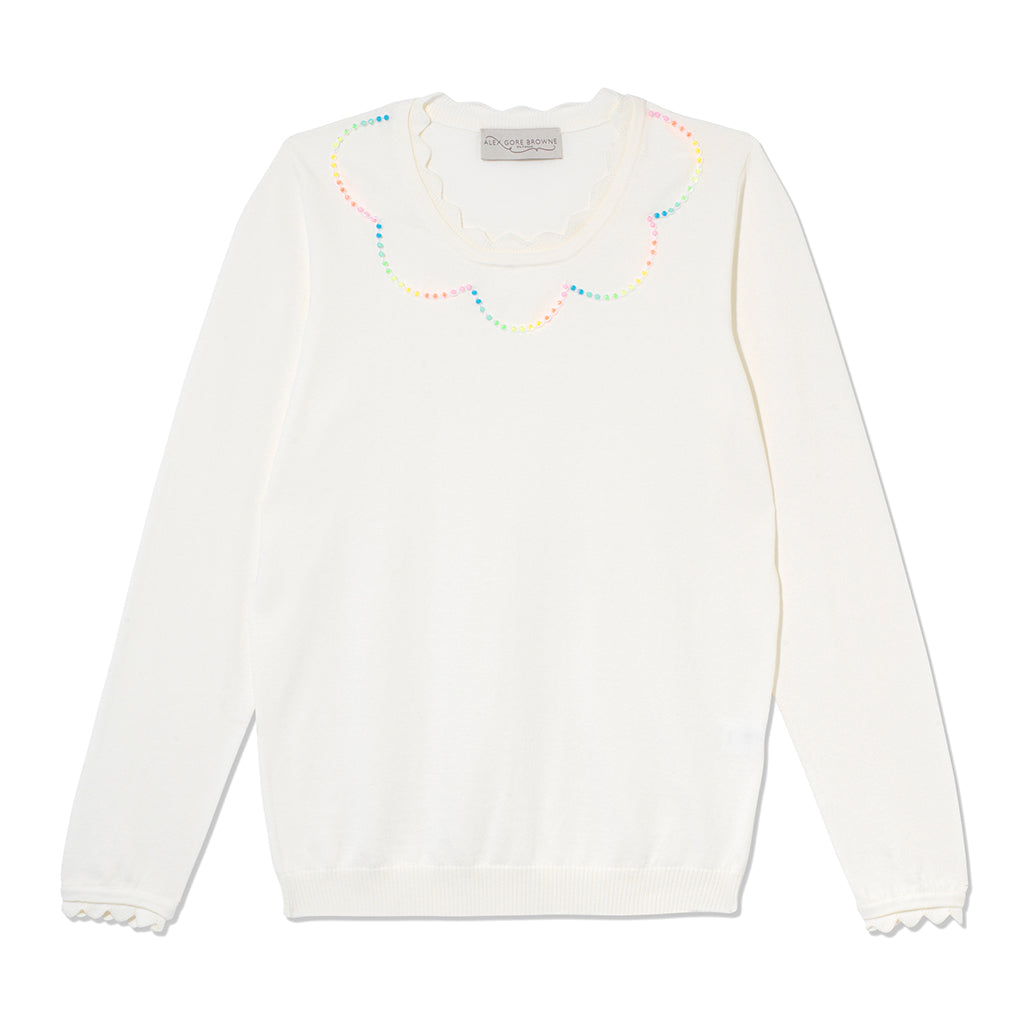 Cotton Rainbow Sprinkles Sweater - Marshmallow