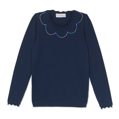 Cotton Rainbow Sprinkles Sweater - Navy