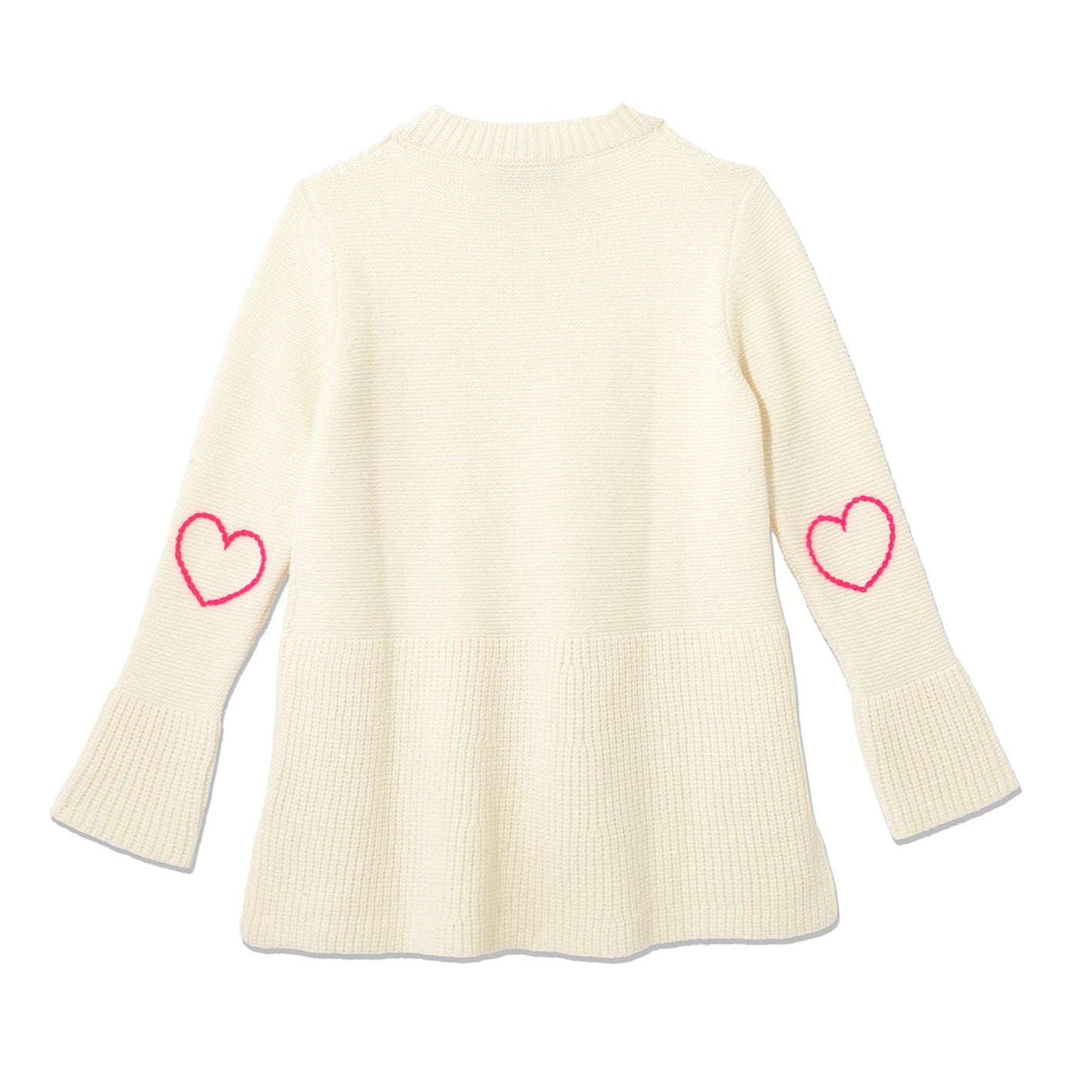 Teddy Sweater with Heart Elbow Patch - Cream