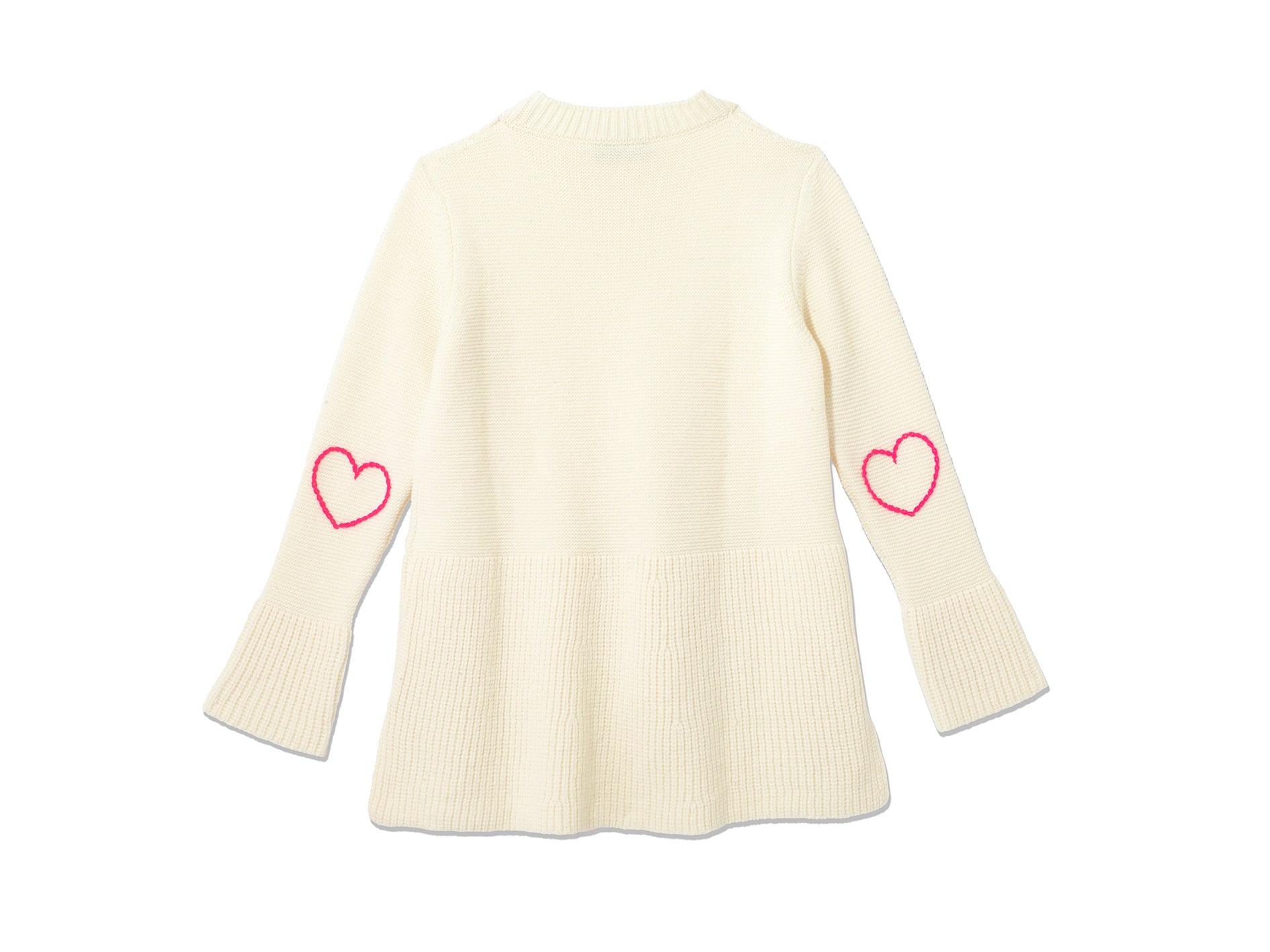 Teddy Sweater with Heart Elbow Patch - Cream