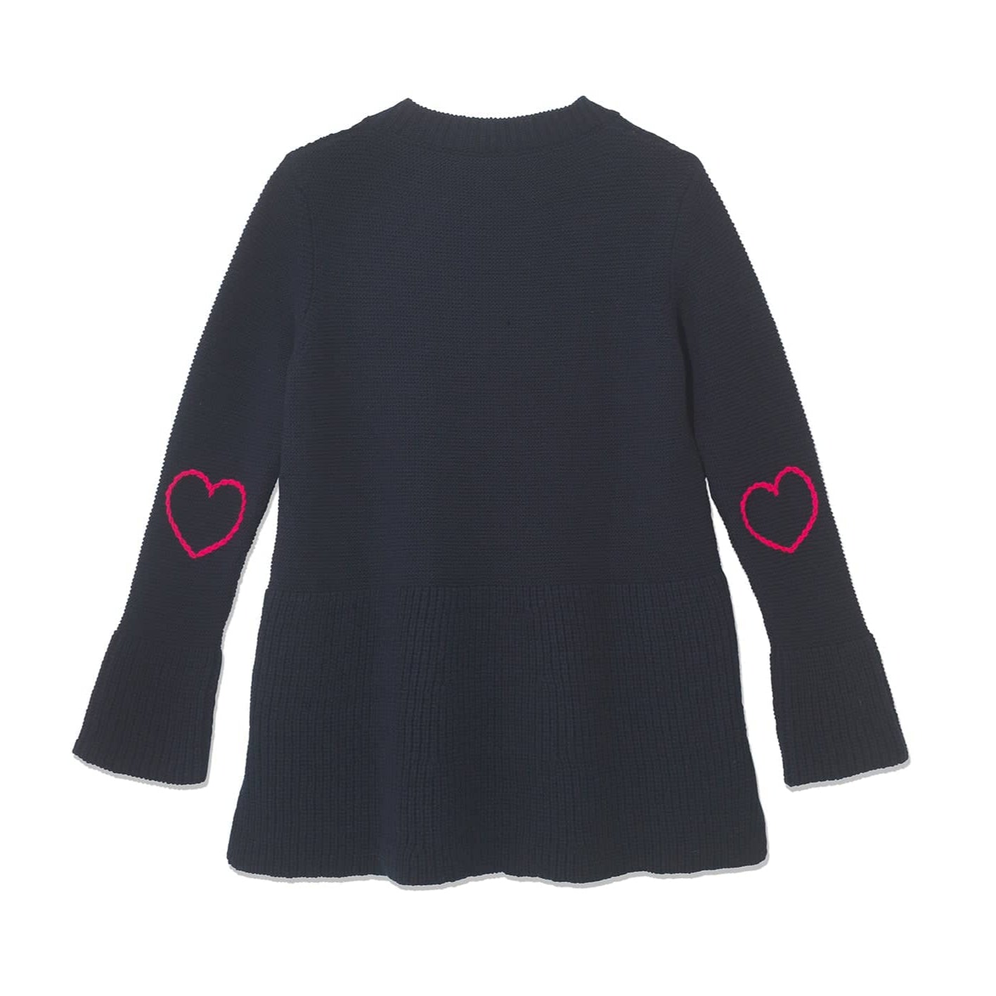 Teddy Sweater with Heart Elbow Patch  - Navy